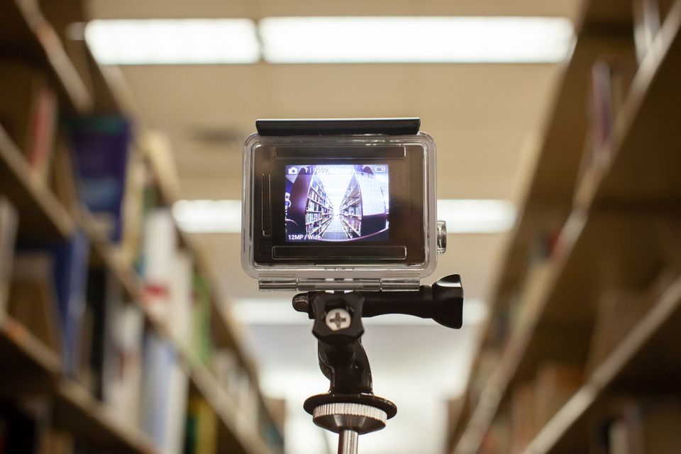 go pro camera in library stacks